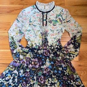 TED BAKER FLORAL MOCK NECK DRESS